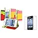 ATC Masione(TM) Apple iPhone 4/4S Credit Card Hard Shell Case Stand with Silicone Core + Screen Protector & Stylus (Wallet case Red+Yellow+Pink)
