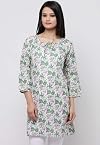 Printed Cotton Cream Kurti