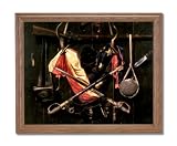 Civil War Flag Knife Rifle Sword Hat Home Decor Wall Picture Oak Framed Art Print