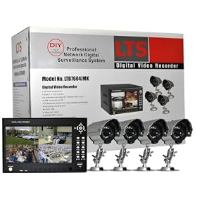 LTS Security LTD7604JMK 4-Camera Realtime DVR Security System with 320GB and 7-Inch LCD Display