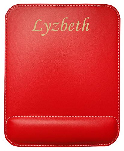 Personalized leatherette mouse pad with text: Lyzbeth (first name/surname/nickname)