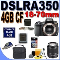 Sony Alpha DSLR-A350 14.2MP Digital SLR Camera w/ Sony 18-70mm AF DT f/3.5-5.6 Lens BigVALUEInc Accessory Saver 4GB Memory Card - Filter Kit Bundle + MORE