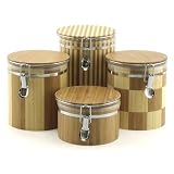 Medium Air Tight Bamboo Canister - Wide Stripes
