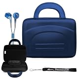 BLUE Durable Premium Travel Hard Nylon Carrying Case For Motorola Zoom Tablet (Compatible with All Models) + Includes a eBigValue (TM) Determination Hand Strap Key Chain + Includes a Crystal Clear High Quality HD Noise Filter Ear buds Earphones Headphones