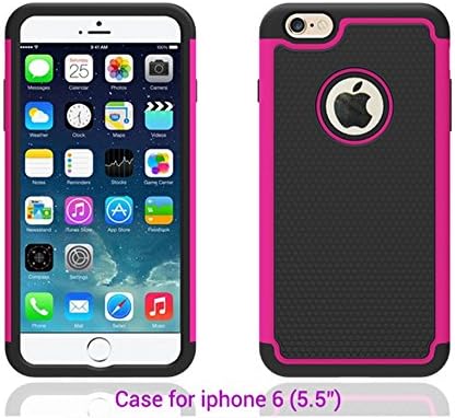 Iphone 6 Plus case, 5.5inch Shock-absorption / High Impact Resistant Hybrid Dual Layer Armor Defender Full Body Protection Case Cover (Hard Plastic with Soft Silicon) for Iphone 6 Plus 5.5 inch (Purple)