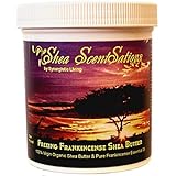 Shea Butter with Pure Frankincense Essential Oil - Raw, Organic from Africa, Moisturizing Face Cream, Skin Care for Dry or Aging Hands & Eczema, for Babies & Adults, Unrefined, Natural - use as Lip Balm or Body Butter - Heavenly Scent, Fully Guaranteed
