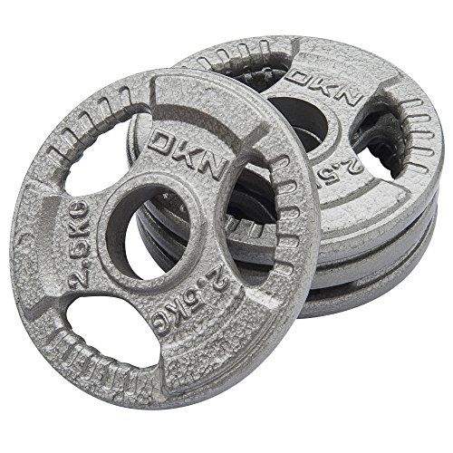 DKN Unisex Tri Grip Cast Iron Olympic Weight Plates, Grey, 2 X 10 kg