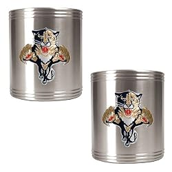 Florida Panthers NHL 2pc Stainless Steel Can Holder Set- Primary Logo by Great American Products