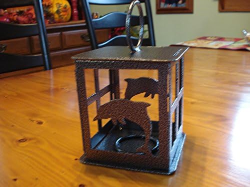 Dolphin Steel Candle Lantern (Silver Vein)