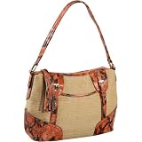 B. Makowsky Mansfield Python Embossed Trim Straw Hobo