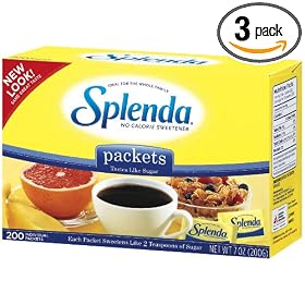 Splenda No Calorie Sweetener Granular, Individual Packets, 200 Count Package (Pack of 3)