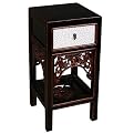 Carved End Table - White Crackle