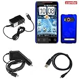 HTC EVO 4G Sprint Combo Dark Blue Rubber Feel Protective Case Faceplate Cov ....
