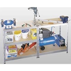 Hergestellt f�r DEMA Schwerlastregal / Werktisch mit Holzfachb�den