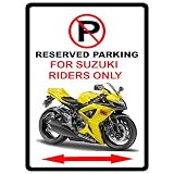 Suzuki GSXR600 Motorcycle Cartoon No Parking Sign