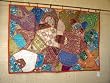 Vintage Beaded Sari Tapestry India Russty Orange Wall Hanging