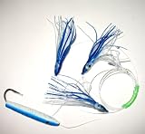 4in Blue & White Cedar Plug Daisy Chain Saltwater Fishing Lure for Tuna Mahi Wahoo Marlin