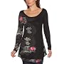 Desigual Cora - T-Shirt - Soie - Femme - Noir - L Desigual