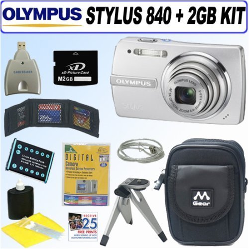 Olympus Stylus 840 8.0MP Digital Camera (Silver) + 2GB Deluxe Accessory Kit