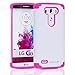 Fosmon HYBO-DUOC Slim Fit Dual-Layer Hybrid Case for LG G3 [All Carriers] - Retail Packaging (Pink/White)