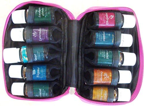 Pink Essential Oil Carrying Case - Premium Quality: Holds 10 Bottle Size 5ML, 10ML or 15ML, For Young Living, doTERRA and Others