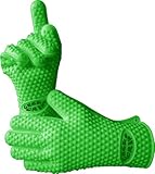 The Best Silicone Heat Resistant Grilling BBQ Glove Set - Great for Use in Kitchen Handling All High Temperature Food - Use As Potholder - Protective Oven, Grill, Baking, Smoking and Cooking Gloves - 10 Fingers Easier to Handle Hot Food Than Mitts! The Original Gecko Grip Gloves!