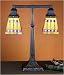 19.5 Inch 2 Arm (14 Inch W) Mission Base/2 Inch Fitter-7 Inch Flw Prairie Corn/2 Inch Ring Shade*2 Table Lamps