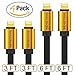 Smallelectric 4-pack 6FT and 3FT Alloy Gold-Plated 8pin Lightning Cable Sync Extra Long USB Cord Charger for iphone 6 / 6s plus / 6 plus / 5s 5c 5 / iPad Mini / iPad Air / iPod.Compatible with all IOS
