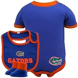 NCAA Majestic Florida Gators Infant Royal Blue 3-Piece Creeper, Bib & Bootie Set (18 Months)