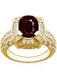 18K Yellow Gold Cushion Cut Ruby Ring With Sidestones (GIA Certificate)