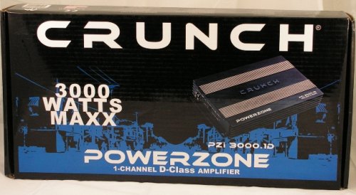 Crunch PZi 3000.1D Powerzone 1 Channel D Class Car Amplifier 3000 Watts Powered by Maxxsonics