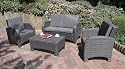 Rattan-Sofaset, Gartensitzgarnitur, Gartenmöbelset, Wintergartenmöbel, Sitzgruppe, Rattanoptik-Möbel, Stahl/Kunststoffgeflecht