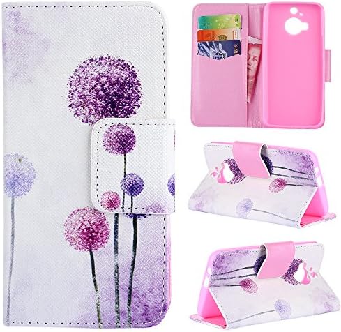HTC M9 Plus Case Cover Printed Series Premium Flip PU Leather Wallet Protective Case with Stand for HTC M9 Plus Purple Dandelion