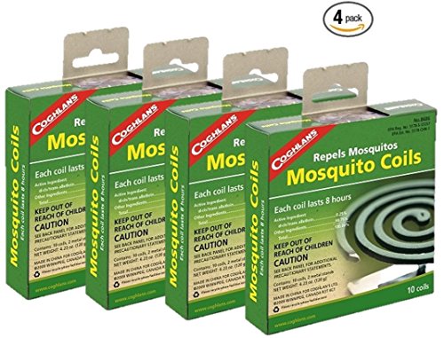 Coghlan's Mosquito Coils, 4-packs w/10 coils per pk - for Camping, Picnics, BBQ, Deck, etc - #8688