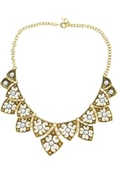 Btime Christmas Women Style Retro Hollow Flower-Shaped Resin Vintage Inlaid Geometric Pendant Necklace