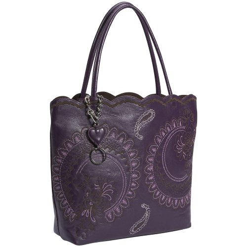 Jesselli Couture Large Embroidered Tote-Deep Purple w Chocolate Jesselli Couture Large Embroidered Tote-Deep Purple w Chocolate