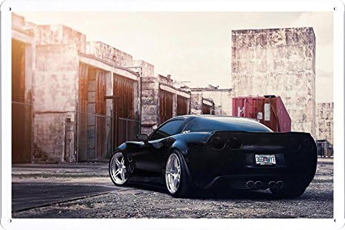 Vehicle Automobile Motor Car Corvette Adv1 Wheels-Wallpaper Tin Sign Metal Poster Plate (20x30cm) By Auto TinSign