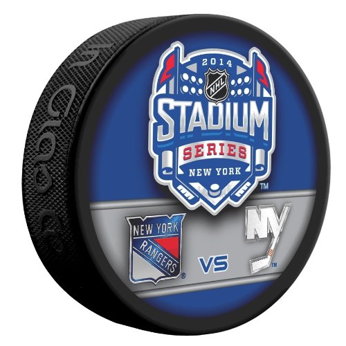 2014 NHL Stadium Series New York Dueling Souvenir Game Puck - Rangers vs. Islanders
