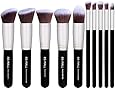 BS-MALL(TM) Premium Synthetic Kabuki Makeup Brush Set Cosmetics Foundation Blending Blush Eyeliner Face Powder Brush Makeup Brush Kit(10pcs, Silver Black)
