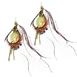 Gold Plated Brown Feather 5" Dangle Earrings Fashion Jewelry