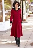 Long Velvet-Trimmed Coat