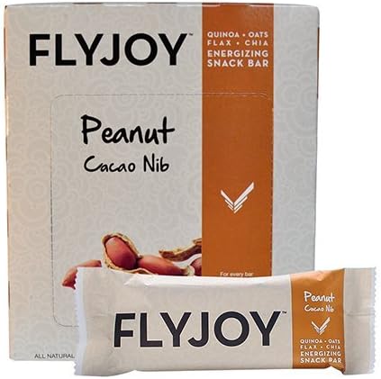 FLYJOY Nutritious Snack Bars | Quinoa + Oats + Flax + Chia - 12 Bars (Peanut Cacao Nib)