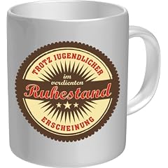 Fun Tasse Trotz jugendlicher Erscheinung im verdienten Ruhestand Lustiger Kaffecher zu Pension