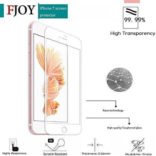 FOJNY iPhone 7 Screen Protector 3D Full Coverage,Curved Tempered Glass Screen Protector for iPhone 7 with [Edge to Edge] [Ultra Clear] [High Definition] [Scratch Proof ] 4.7'' White
