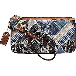 AUTHENTIC COACH DENIM/INDIGO SIGNATURE PATCHWORK WRISTLET 41460