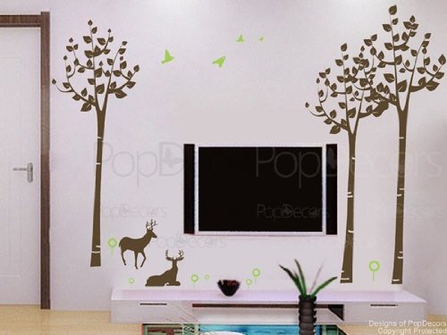Wall Decals Stickers Murals Vinyl Art - Forest and Deer(88inch H) - Living Room Playroom Home Decor by Pop Decors