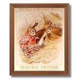 The Tale Of Benjamin Bunny Beatrix Potter Kids Room Home Decor Wall Picture Oak Framed Art Print