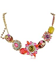 Betsey Johnson Womens Multi Stone Frontal Necklace Multi