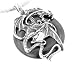 Sterling Silver Flying DRAGON on Grey Hematite Pendant