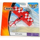 2008 Matchbox Sky Busters BIPLANE MBX METAL 13 OF 36 (Red w/ white checkers on wings) 4